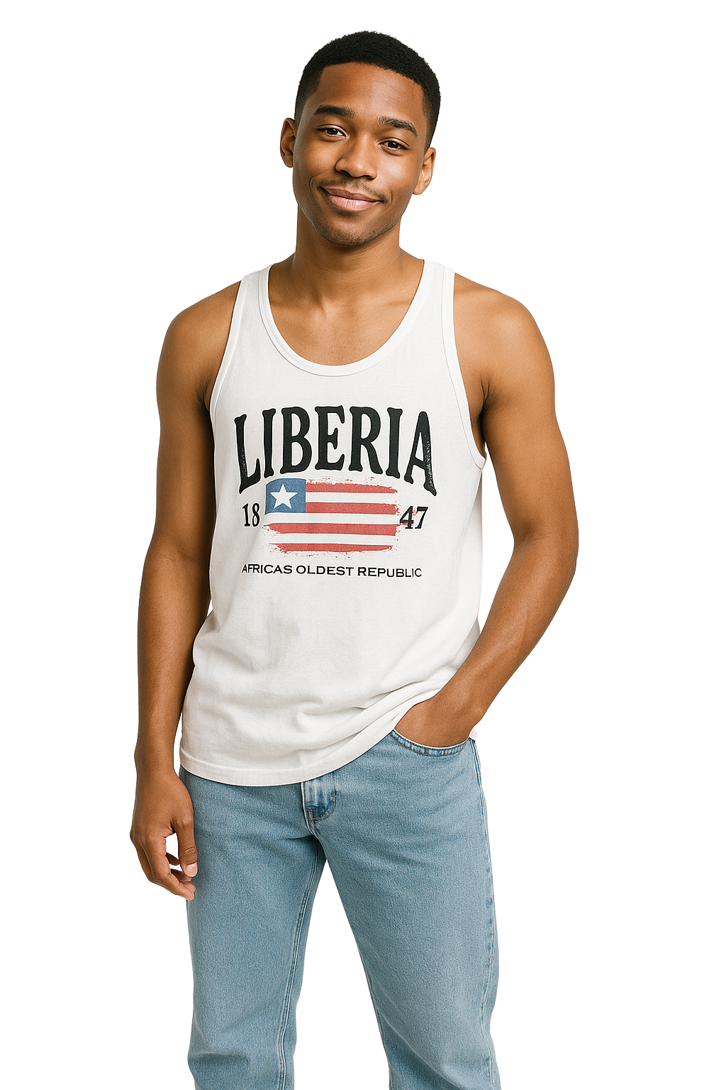 Vintage Liberia Tank Top, Patriotic Jersey Sleeveless Shirt, Independence Day, Travel Souvenir, Casual Summer Wear, Unisex Apparel