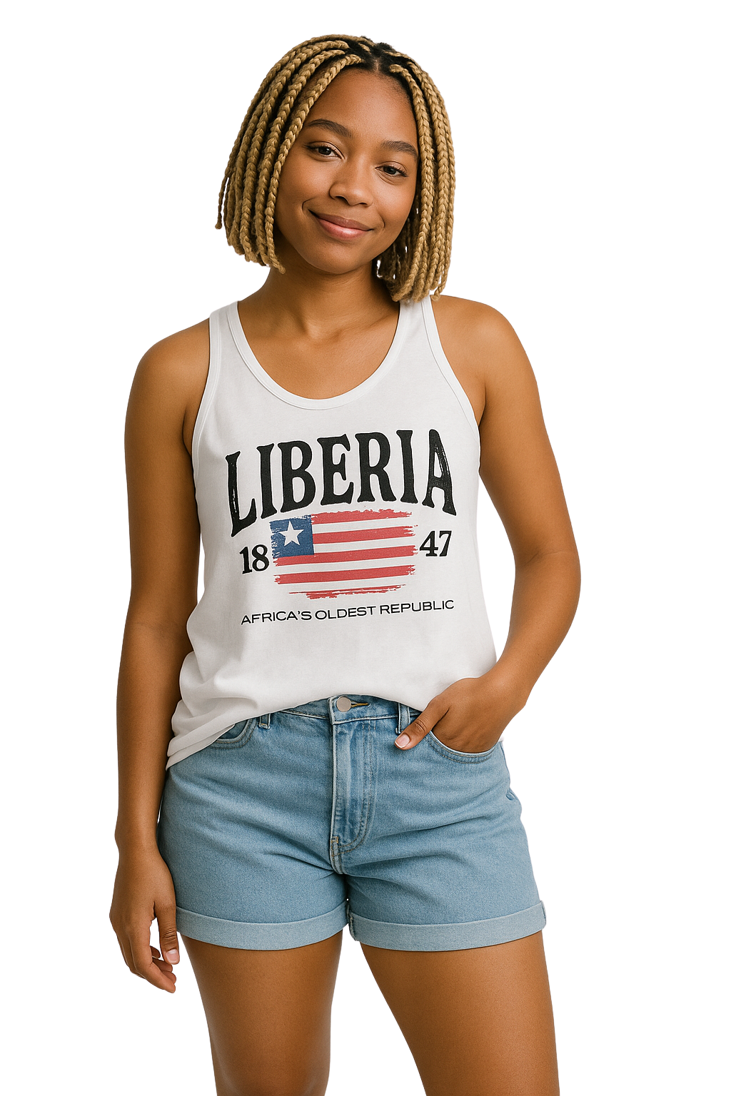 Vintage Liberia Tank Top, Patriotic Jersey Sleeveless Shirt, Independence Day, Travel Souvenir, Casual Summer Wear, Unisex Apparel